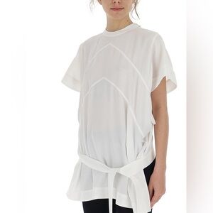 NWT Givenchy Panelled Tie Waist T Shirt White Minimalist Quiet Luxury Sz 34